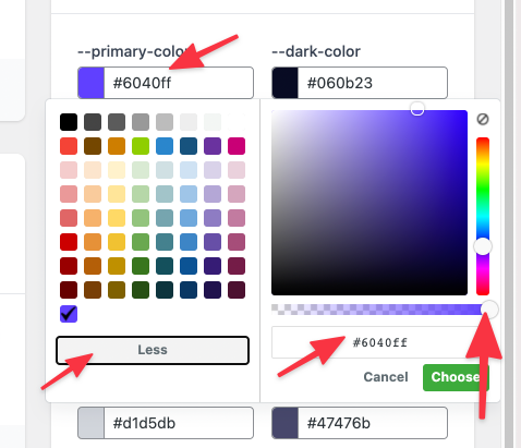 Using color picker to modify OxyMade global colors
